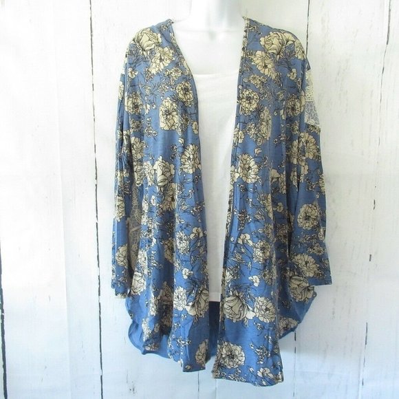 Entro Kimono Floral Lace Inset Cottage Granny Core Boho Cardigan - Picture 3 of 10